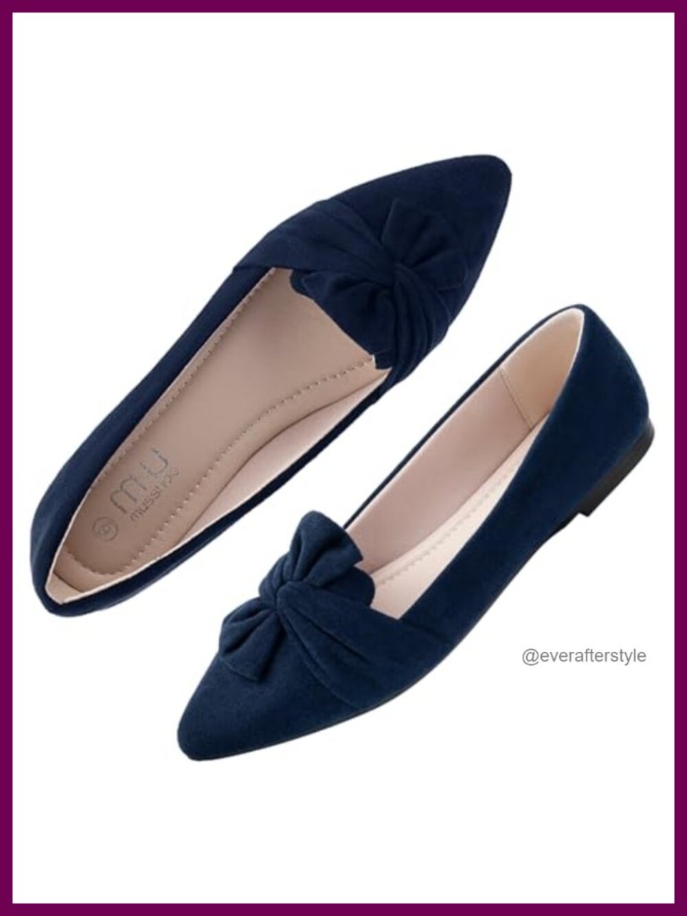 Memory Foam Pointed Toe Slip On Flats Comfort Office Work Shoes